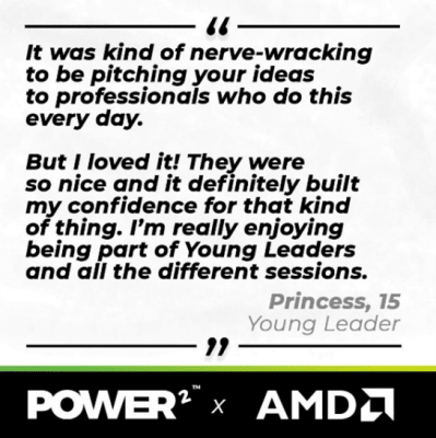 Quote card from Princess, a Young Leader, talking about her experience on the day